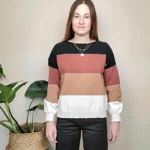 Colorblock Sweater Black Brown White Medium